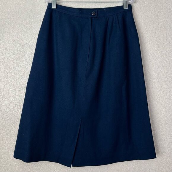 Young Pendleton 100% Virgin Wool Girls Navy Blue Midi Skirt - Picture 4 of 11